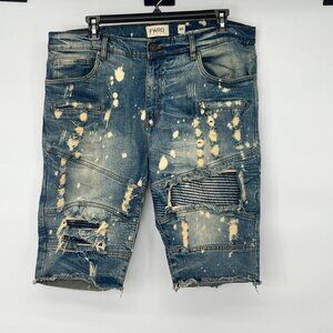 FWRD Denim Distressed Blue Jean Shorts Size 40 With Ripped & Faded Detailing MEN